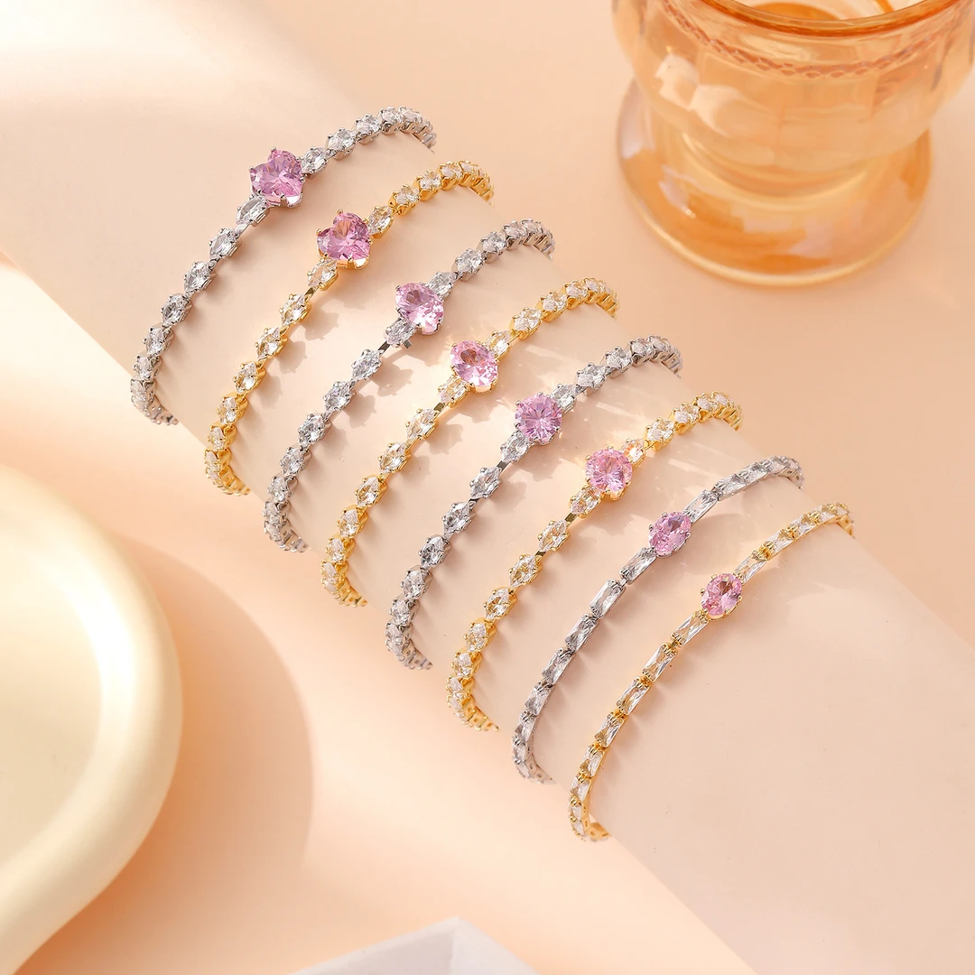 黄铜锆石手链 金色女银色韩版韩式卡其色配饰饰品百搭小众欧美