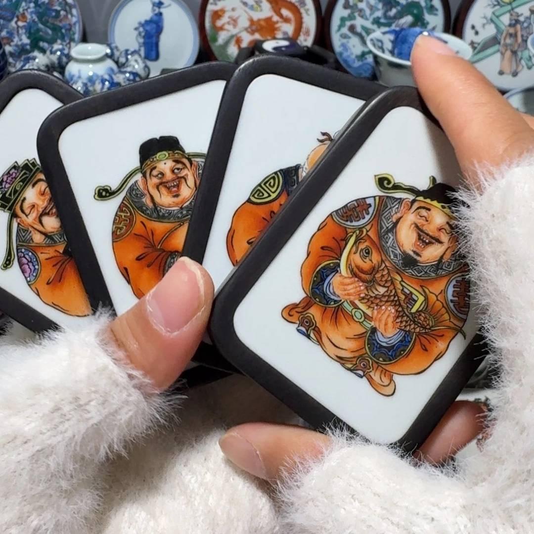 虎***K瓷片四个挂件一起