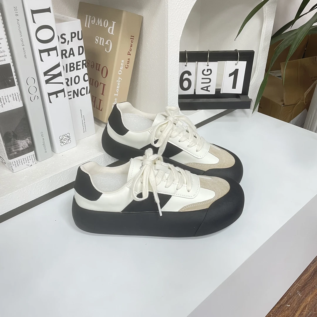 SH0409厚底蓬蓬鞋女休闲板鞋潮2025春季新款百搭百搭小白鞋德训鞋