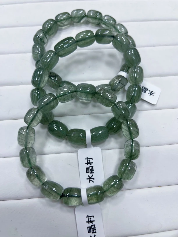 天然水晶绿发晶桶珠手链时尚百搭抖音基地质检多样性只发一件