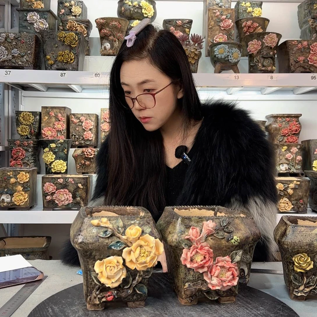 红陶～**～青默花器麦饭石花盆