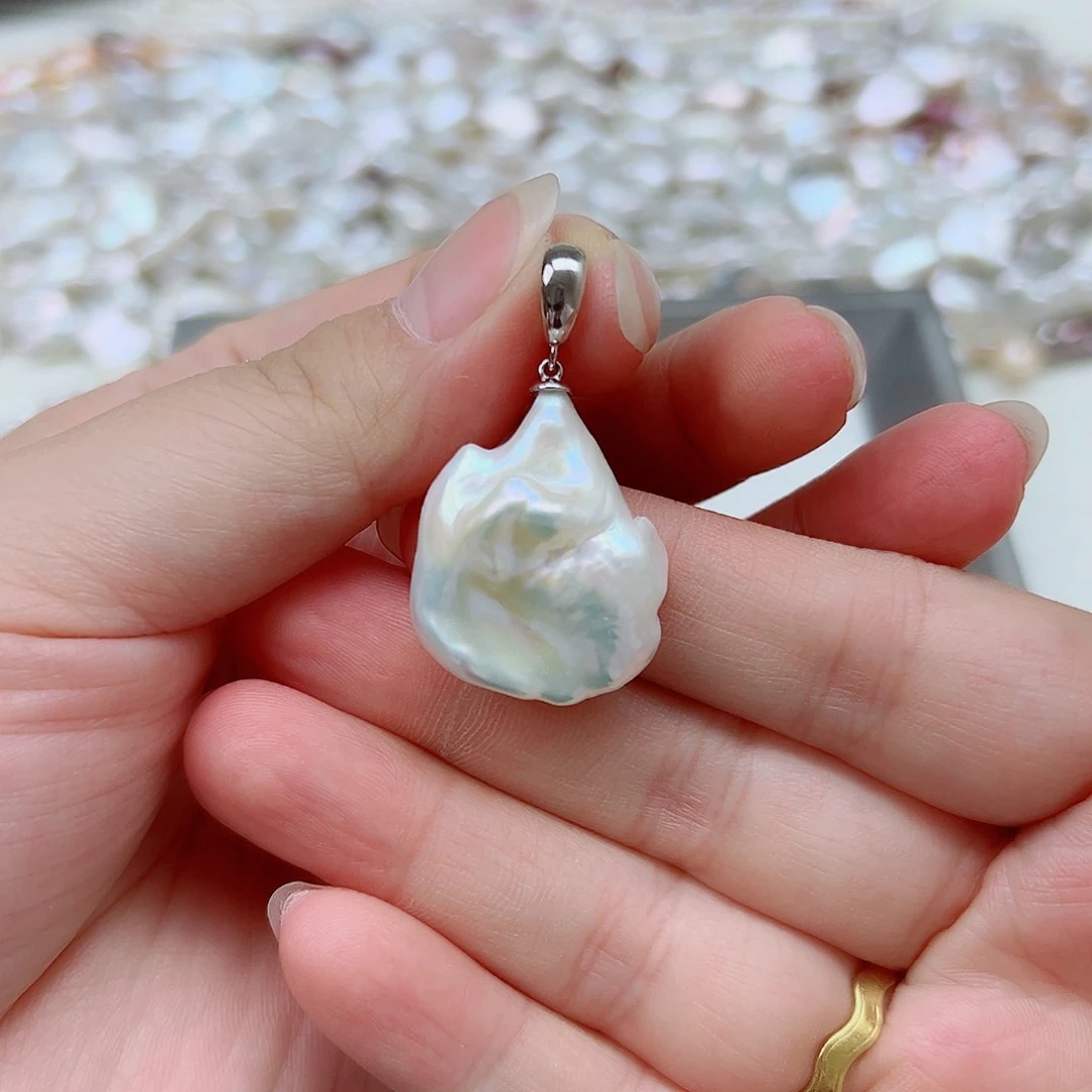 淡水珍珠银S925镶嵌吊坠(不含链)