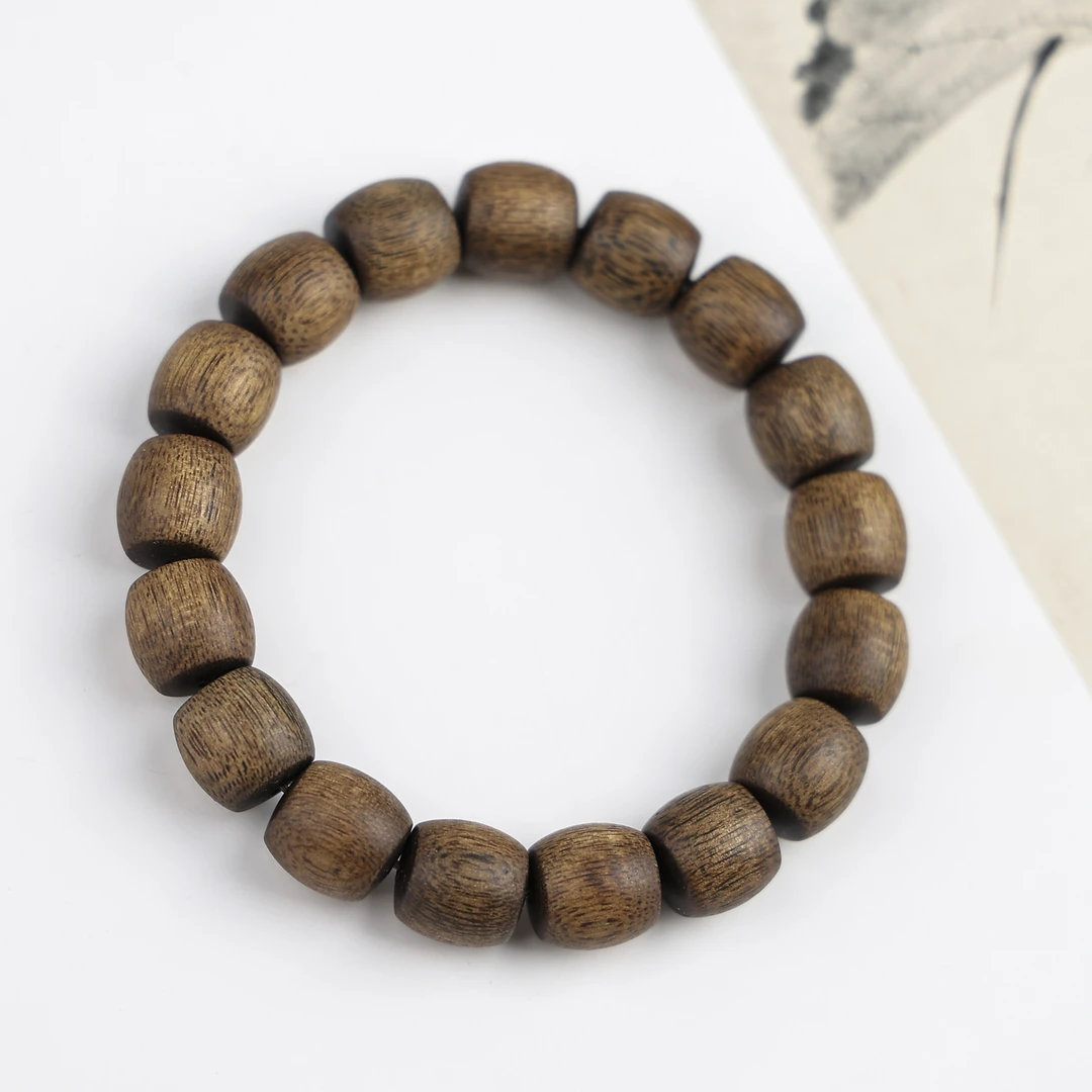 沉香【霖来】L072越南芽庄绿奇楠12mm鼓珠单圈手串