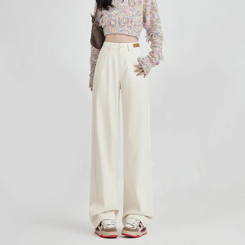 【601】经典新款拖地裤牛仔裤女垂感宽松高腰显瘦直筒阔腿长裤女