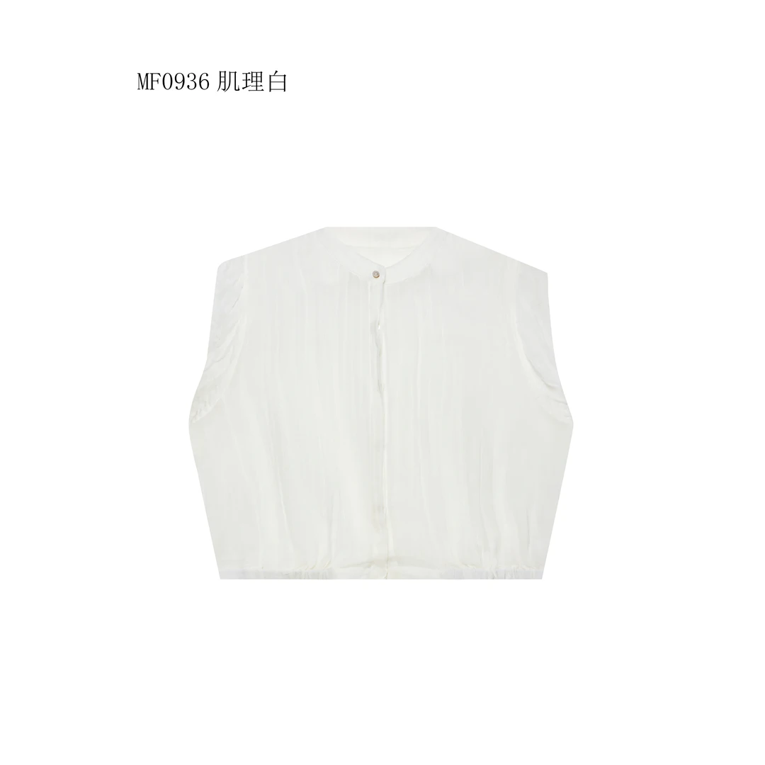 【麻訪家】MF0936肌理白文艺减龄休闲百搭坎肩开衫上衣