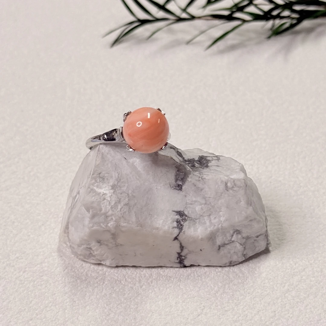 【六六中古】孤品精美珊瑚戒指sh528港13欧52