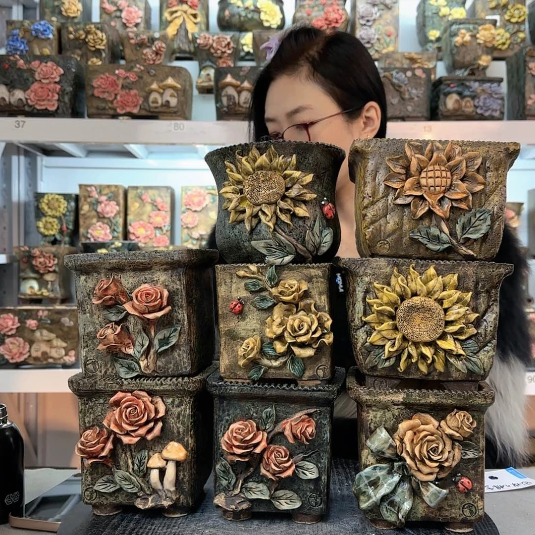 红陶安***雯青藤花器麦饭石花盆