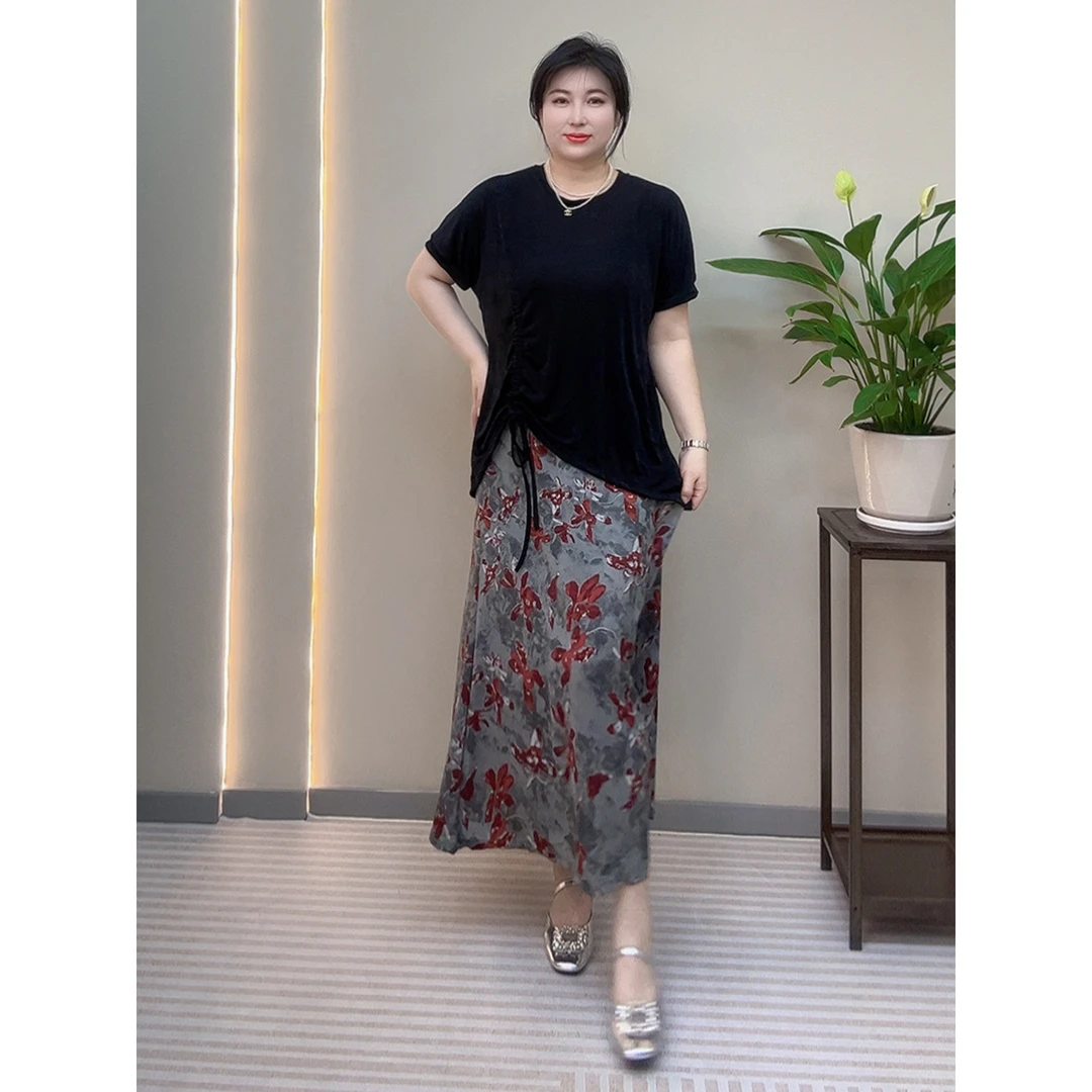 【胡小肥】05大码两件套装9956气质时尚夏季新款简约百搭遮肉高级感