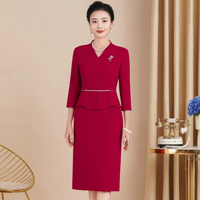 新款喜婆婆喜妈妈简约大方气质显瘦喜喜婆婆喜妈妈婚宴礼服装6716