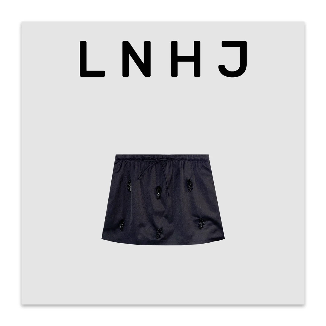 LNHJ【加州幻想】重工穿钻花朵抽绳松紧腰花苞裙裤