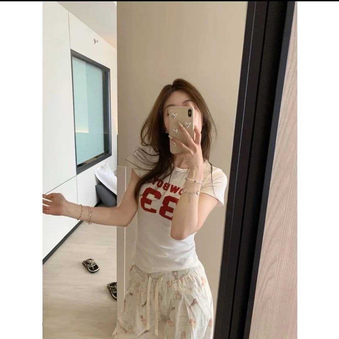 【数字33】印花修身显瘦短袖T恤★