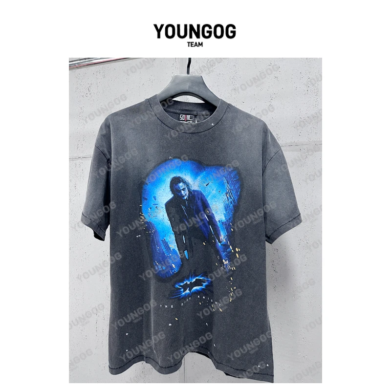 YOG【小丑西施莱杰短袖】潮牌百搭做旧男女同款宽松简约休闲T恤