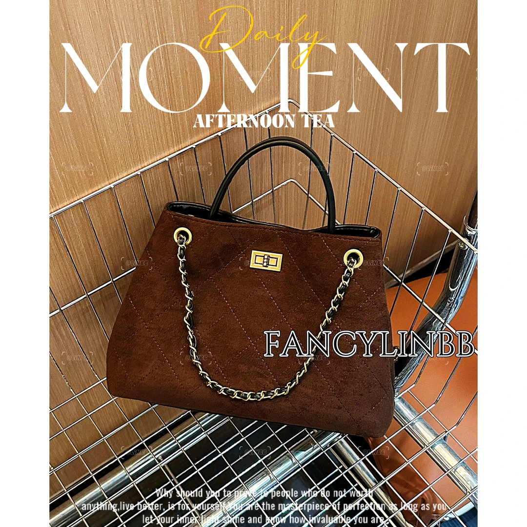 【小香流浪包】林北鼻·新款秋冬复古麂皮绒腋下包女高级感大容量包