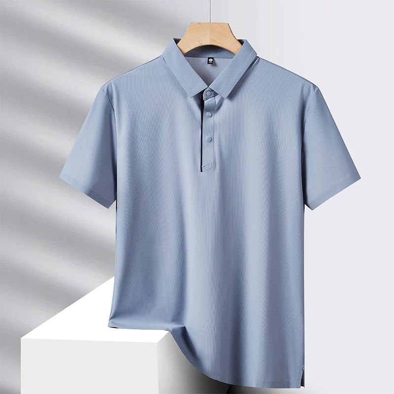 休闲翻领商务短袖T恤男2025新款POLO衫速干排汗锦纶冰丝无痕防晒