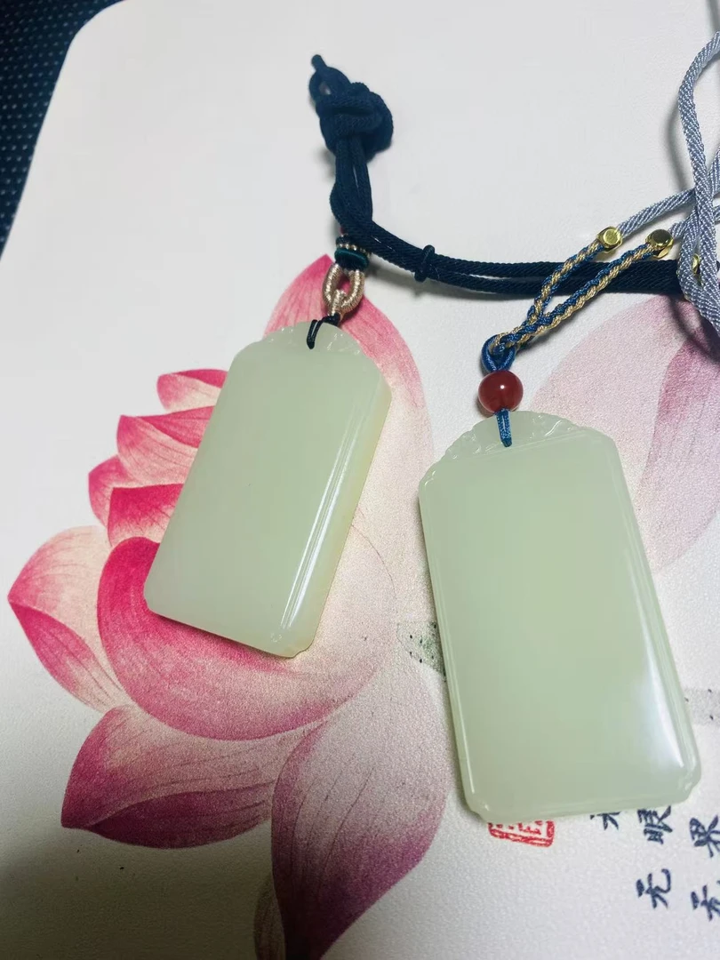 (天然高货双面)35×65清白无事牌无染色无酸洗无事挂件1011