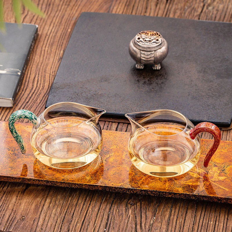 茶周边  文创系列 玻璃 红 绿把矮款鹰嘴公杯 WCBL175 WCBL197