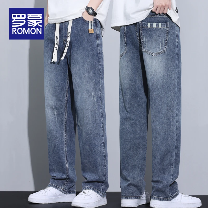 罗蒙春秋男士牛仔裤爆款2025新款宽松直筒裤子男夏季潮流百搭男裤