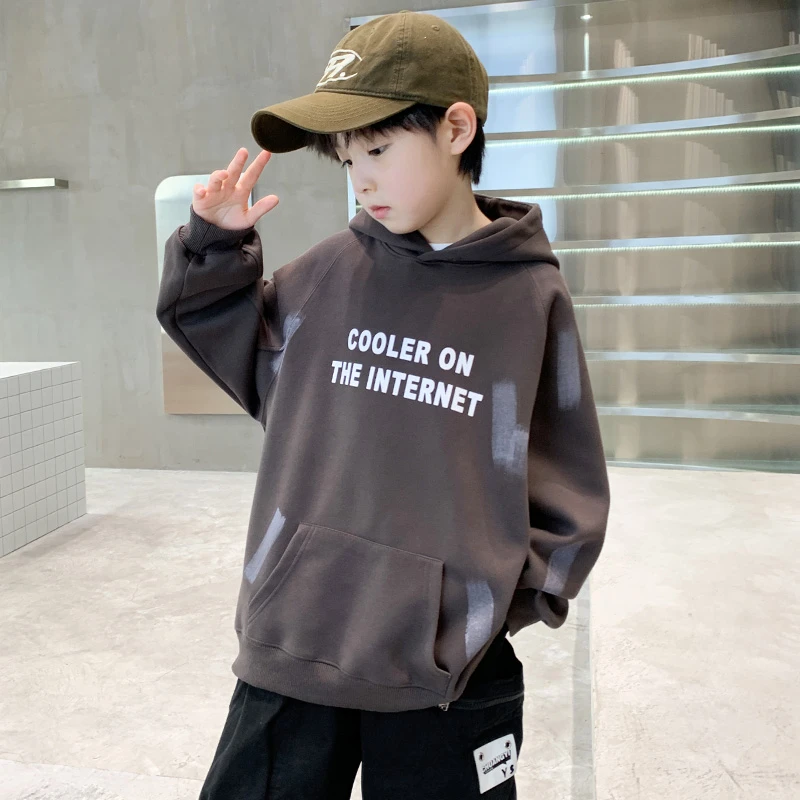 痞帅男童洋气连帽卫衣春秋款2025新款儿童装春装长袖上衣男孩卫衣