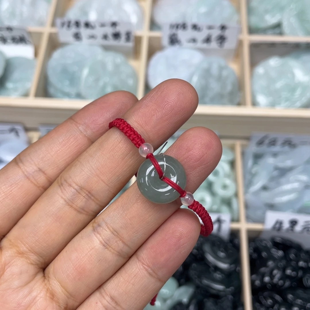 翡翠未镶嵌手绳平安扣