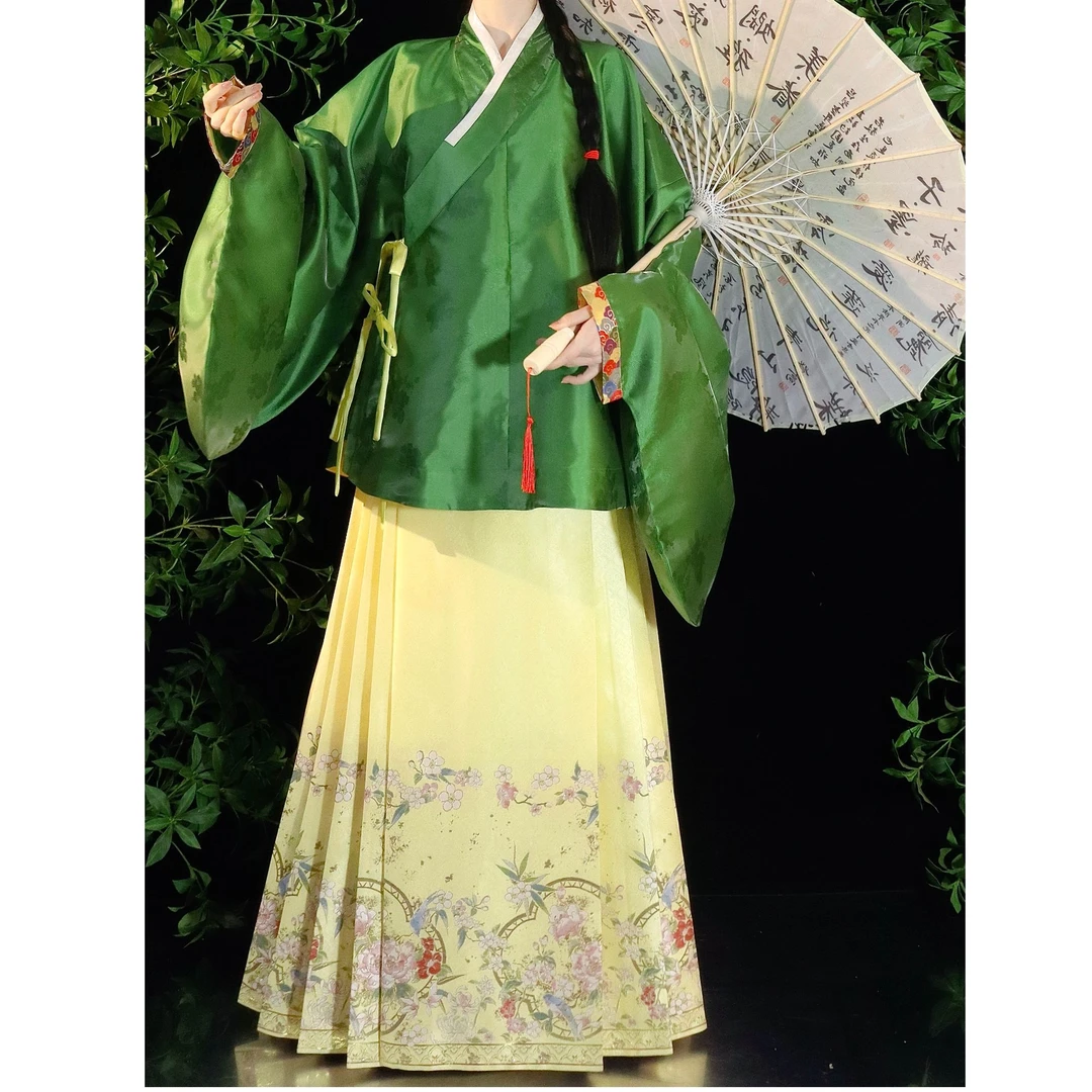 醉今朝国风工作室【春景时】明制大放量交领贴边琵琶袖织金妆花马面