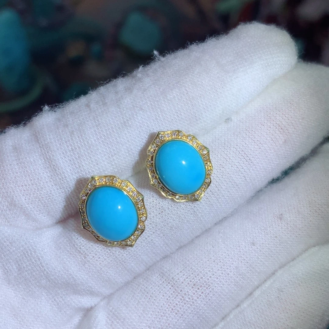 绿松石珠宝奇石18K金镶嵌