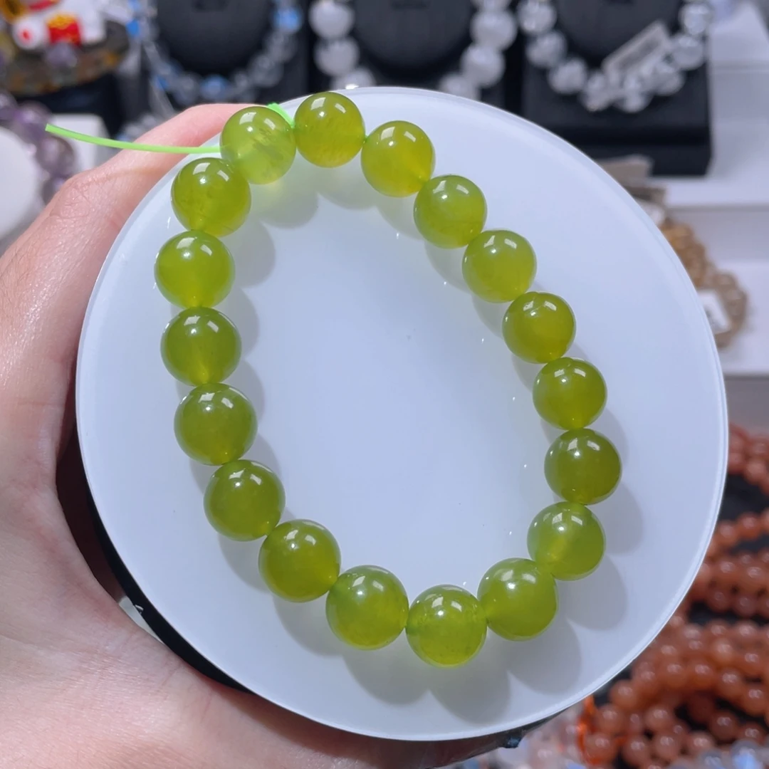 蛇纹石玉合金手链岫玉11m