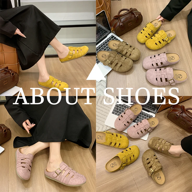 M89-3勃肯鞋厚底包头半拖鞋女夏季外穿2025新款洞洞凉鞋时尚复古