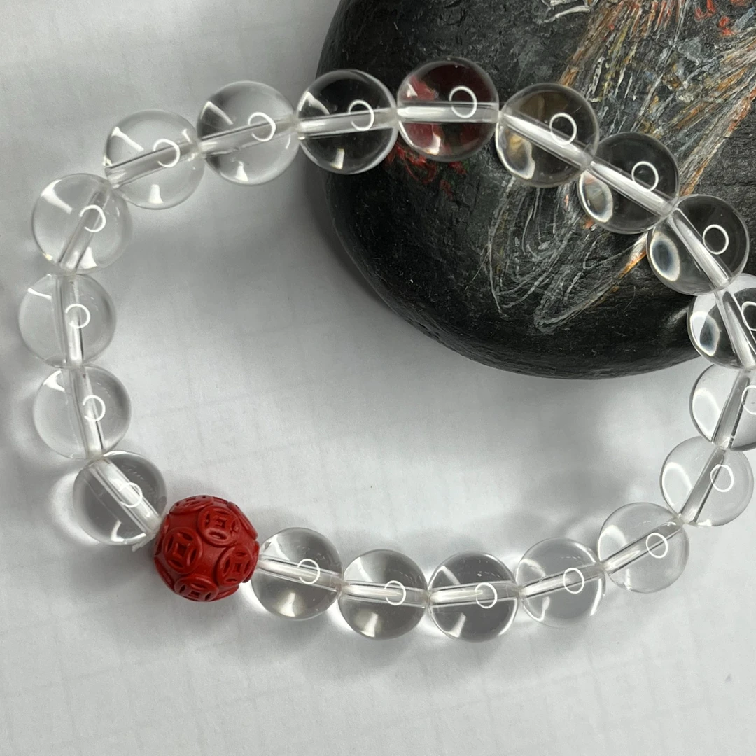 含辰砂工艺品 女款百搭时尚轻奢白色【朱砂配珠】(10mm)