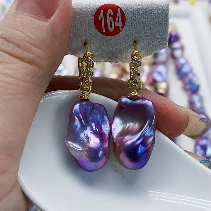 银S925镶嵌耳饰淡水珍珠