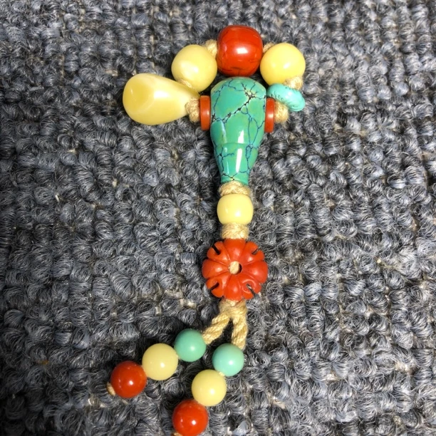 精品绿松石蜜蜡南红文玩套装，配7-6-5尺寸的串，正品绿松石可出证