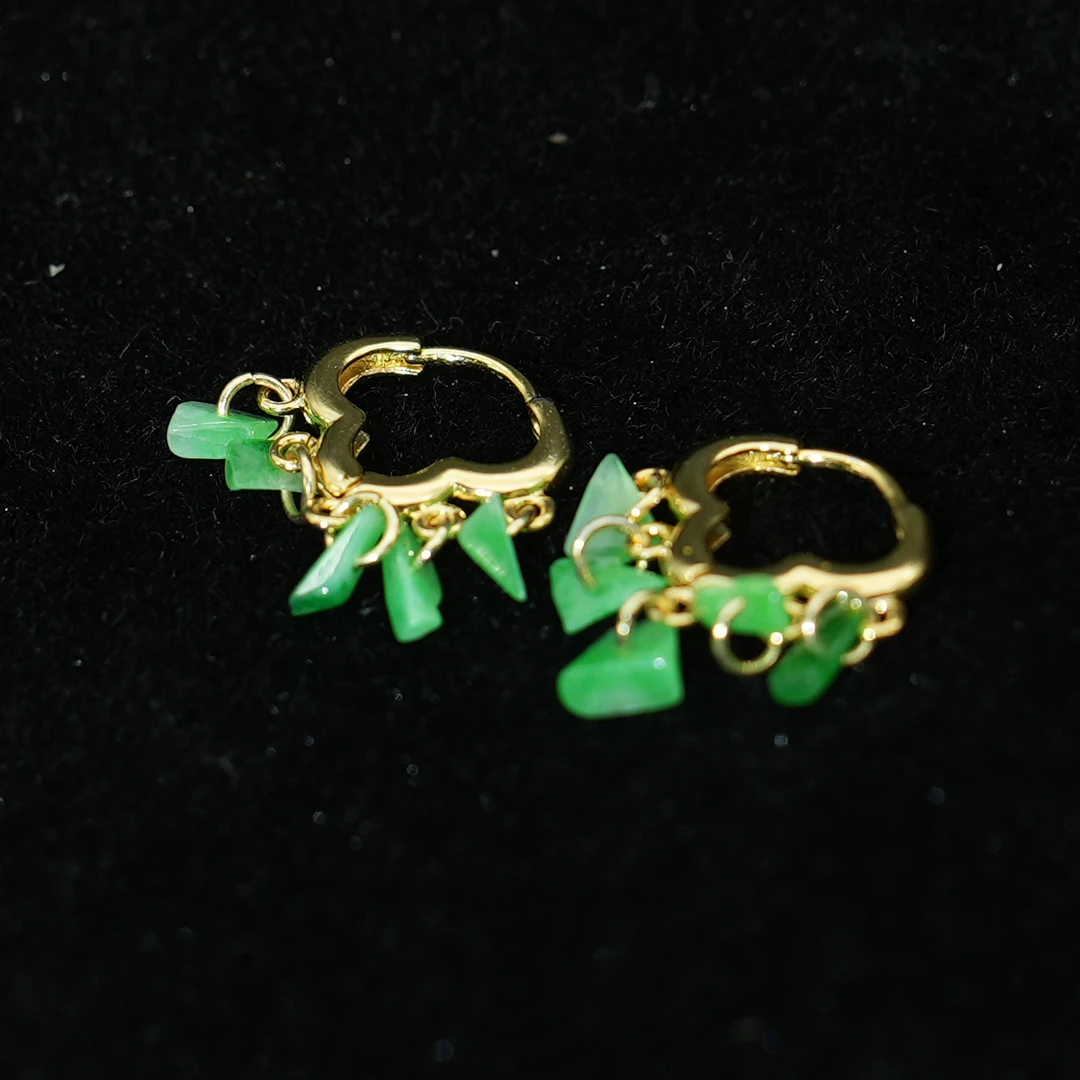 时尚合金翡翠耳环 ID：2747