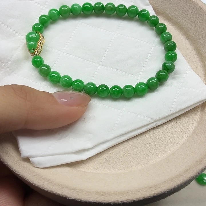 翡翠18K金镶嵌手链天然缅甸翡翠A货卡6