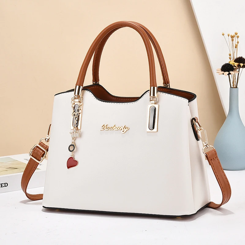 【世臣女包】简约撞色女式手提包2025新款大容量中年妈妈包单肩包