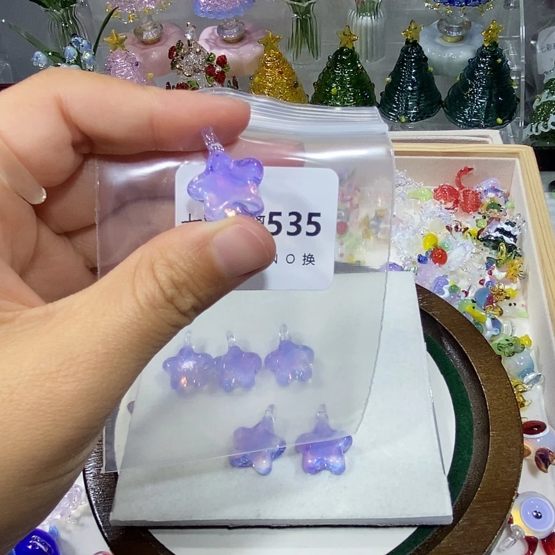 *****玻璃吊坠（不含链）535紫色星星