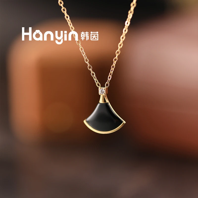 高定优雅百搭黑玛瑙小裙子不掉色项链AAA