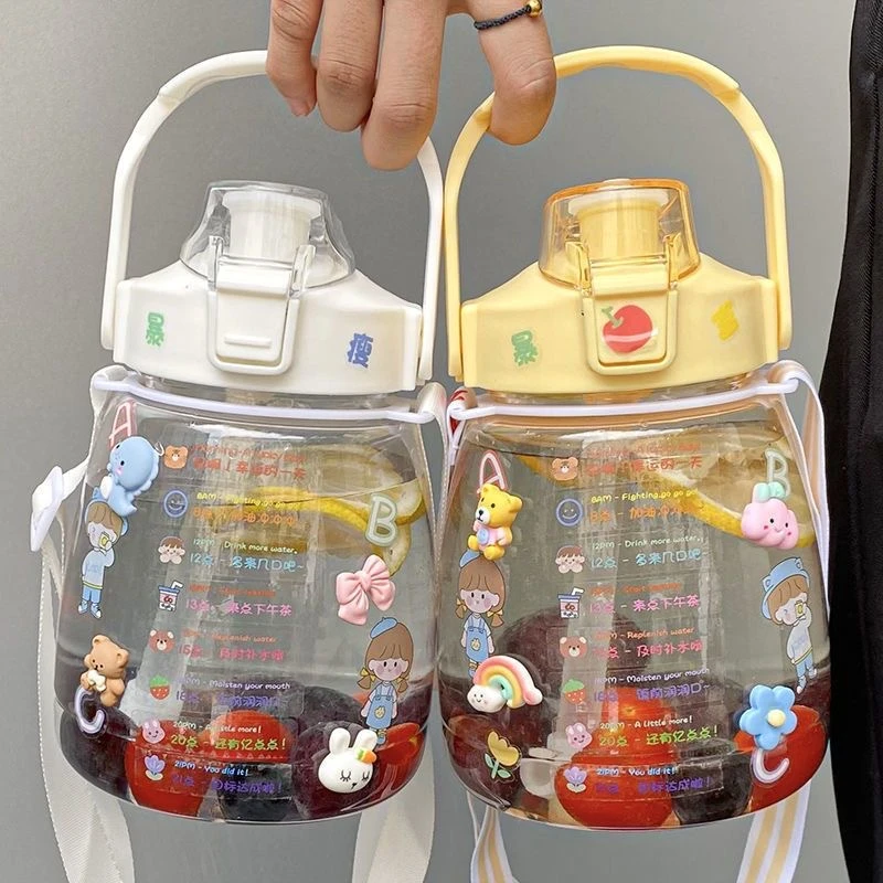 高颜值大容量1500带吸管便携网红大肚水杯杯子水壶耐高温学生防摔