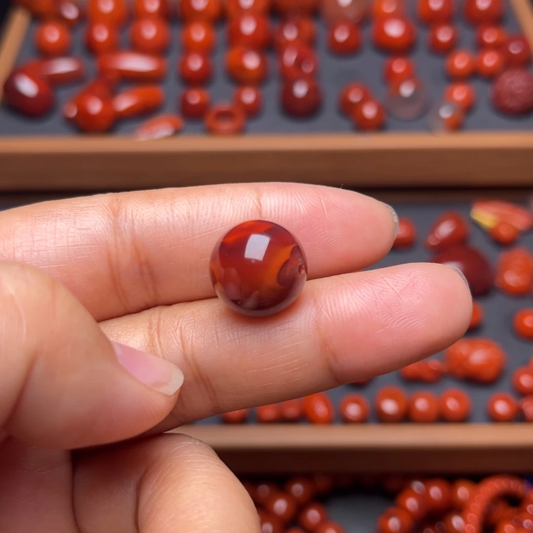 南红玛瑙配饰未镶嵌火焰纹卡14mm