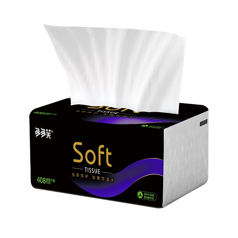 多多笑抽纸棉感可湿水家用6层亲肤柔软加宽加厚155mm*175mm纸巾