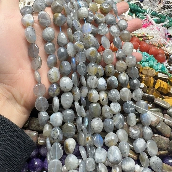 玛瑙/玉髓未镶嵌珠宝半成品一条13mm灰月光