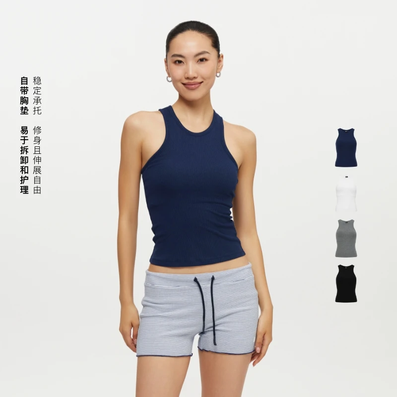 Oneup可拆卸胸垫弹力工字背心通勤运动瑜伽健身户外女士跑步修身