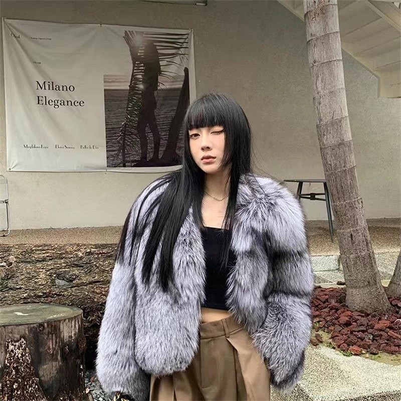 新款整狐狸毛气质外套女短款银狐毛显瘦小个子年轻款大衣正品洋气