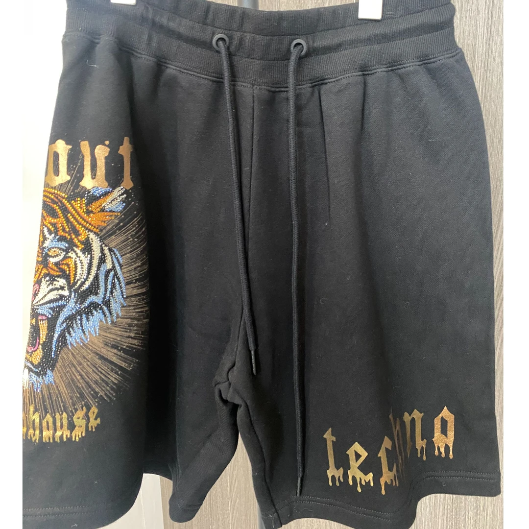 TCH—-时尚潮流百搭烫钻印花老虎头短裤 T21121C6007