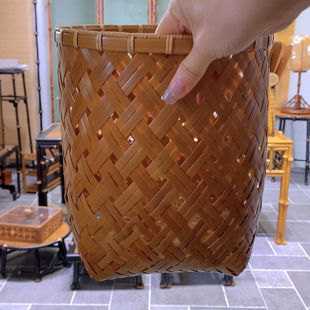 塑料竹编镂空茶室篓子