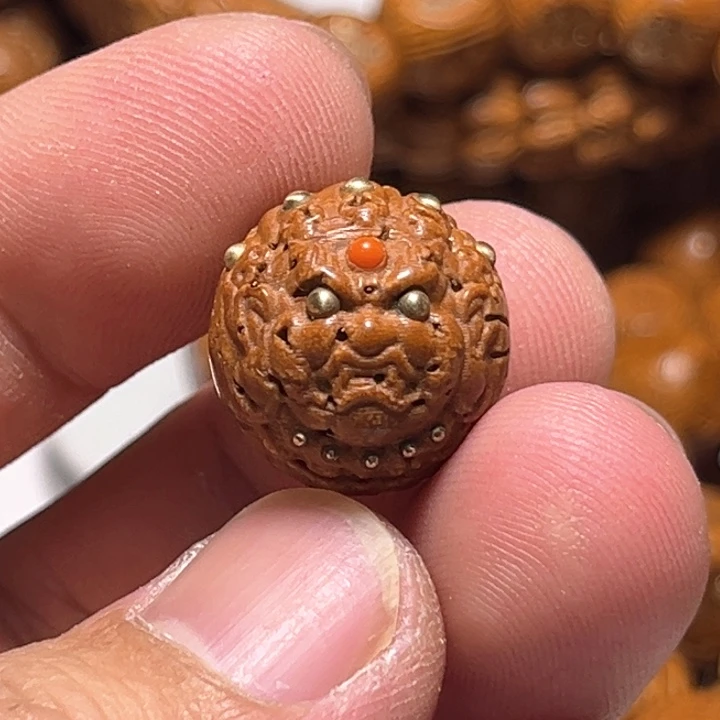 桃核雕刻大黑天单颗配饰