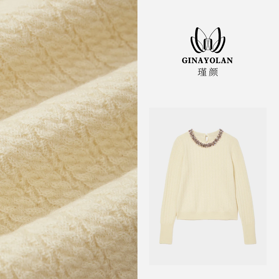 GINAYOLAN/瑾颜【家居服】意大利进口纱线圆领秋冬舒适珠片套头