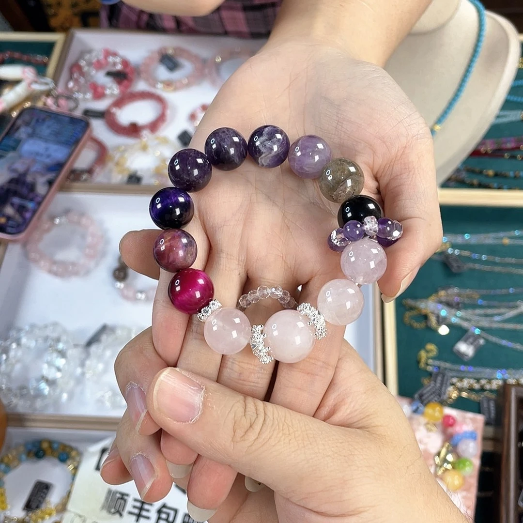 水晶手链银S925镀金镶嵌