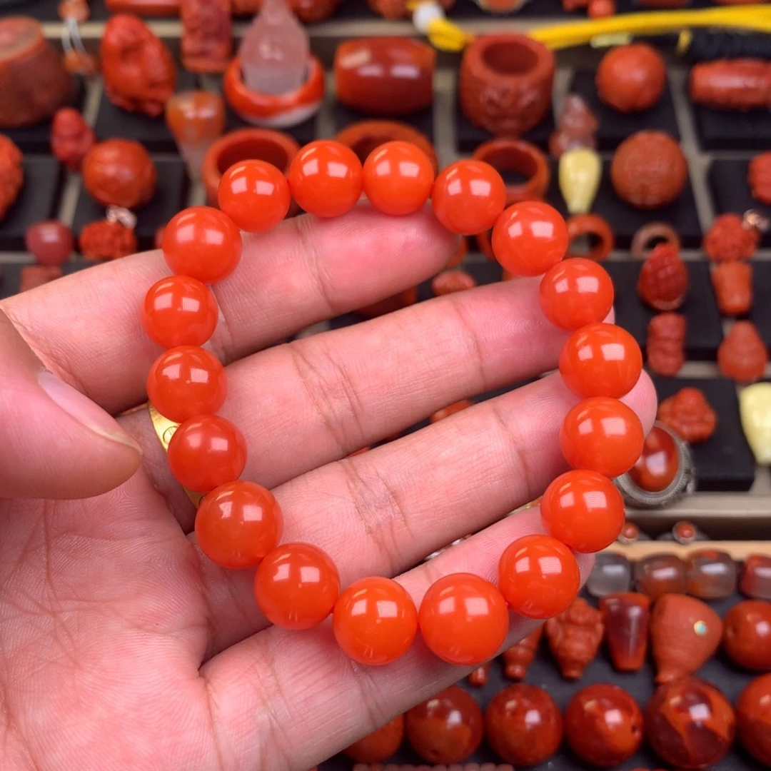 南红玛瑙未镶嵌保山辣椒红手串11