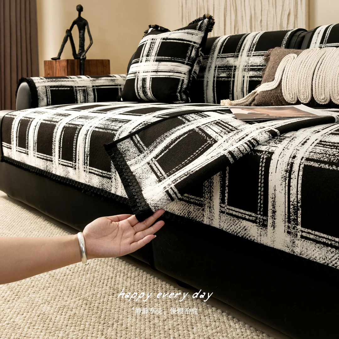 （格调）2025新款雪尼尔沙发垫四季时尚座垫防滑皮沙发座垫罩靠背巾