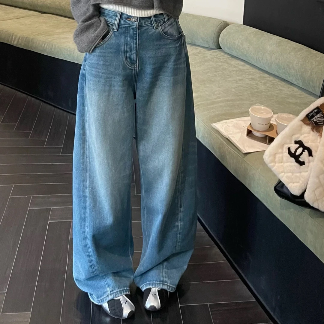 冬季加绒高腰显瘦蓝色弯刀88