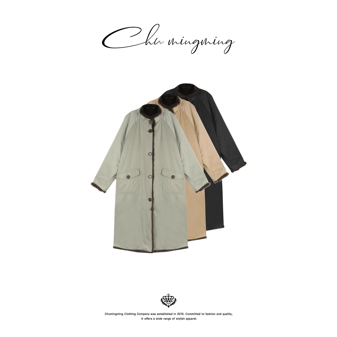 【CHU/2025SSNEW】《舒曼》兔毛单排扣长外套ST2513